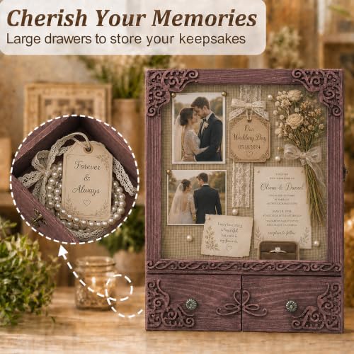 11x16 Wedding Memorial Shadow Box Frame with Shelves, Brown - color: Classic Brown