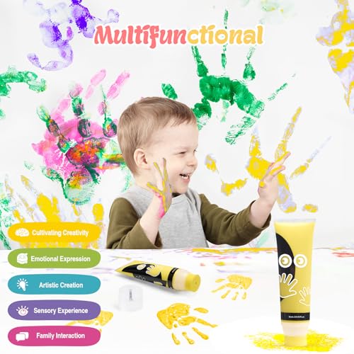 Nabance 2.54 fl oz Yellow Baby Hand and Footprint Friendly Paint, Dog Cat Paw Print Safe Paint, Non-Toxic Acid-Free, Safe Gentle for Home School Christmas New Year DIY Keepsake Stamp - color: Yellow