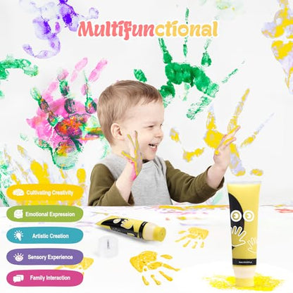 Nabance 2.54 fl oz Yellow Baby Hand and Footprint Friendly Paint, Dog Cat Paw Print Safe Paint, Non-Toxic Acid-Free, Safe Gentle for Home School Christmas New Year DIY Keepsake Stamp - color: Yellow