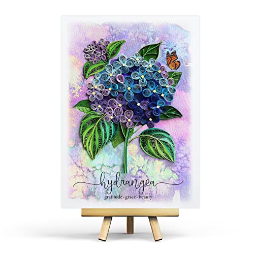 Blue Hydrangea Floral Sympathy Birthday Get Well Love Friend Boss Mom Daughter Girl Grandma Quilling Card, 5in x 7in - color: Blue Hydrangea