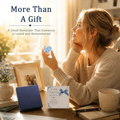 Pocket Hug Gift for Loss of Loved One, Forget Me Not Memorial Keepsake Card with Acrylic Forget Me Not Heart, Bereavement Sympathy Gift, Father’s Day Remembrance Gift, Thinking of You Grief Support Gift for Friend Family