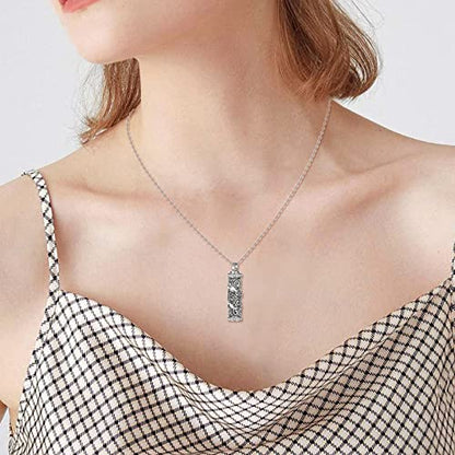 TOUPOP Tree of Life Cremation Jewelry Urn Necklace for Ashes for Women Men 925 Sterling Silver Cylinder Urn Pendant Necklaces for Human Ashes of Loved Ones Keepsake Memorial Gifts - style: 7-Dragon