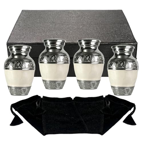 Small Urns for Human Ashes Keepsake – Mini Urns for Ashes – Handcrafted Keepsake Urns – Elegant Pearl White Small Urn for Ash – Set of 4 Memorial Ash Holders - color: Pearl White, size: Set of 4 Keepsakes