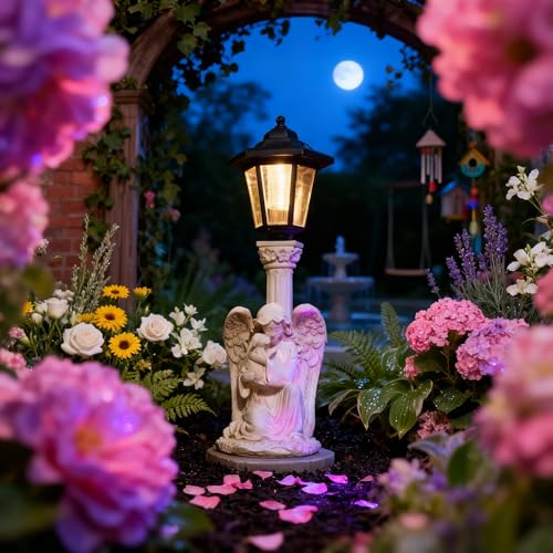 Solar Garden Statues Memorial Decor Garden Angel Statues for Outside Lawn Yard Patio Balcony Art Sculptures Gifts for Mom Women - size: 10*6*10 in