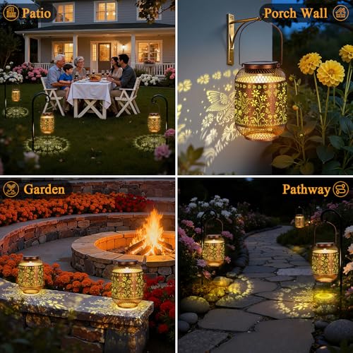Vaukki Patio Solar Lantern Outdoor Waterproof, Hummingbird Garden Decor