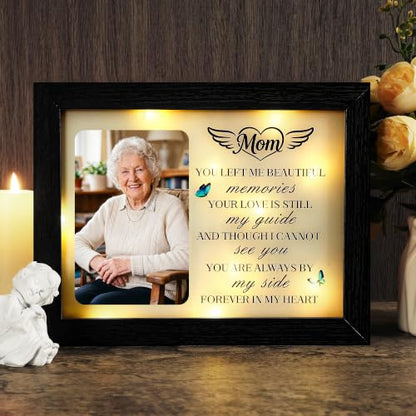 Memorial Gift LED Shadow Box 3.8x8.8 Picture Frame Sympathy for Loss of Mom - size: Mom Memorial Compact Version