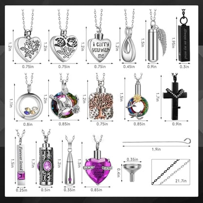 Ecation 15 Pcs Urn Necklace for Ashes Women Cremation Jewelry - color: Purple