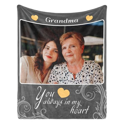 Personalized Memorial Blanket with Photos in Loving Memory for Loved Ones Lost, Custom Gift Loss of Dad Mom Son Daughter, Bereavement Sympathy (Style 4) - color: Gray