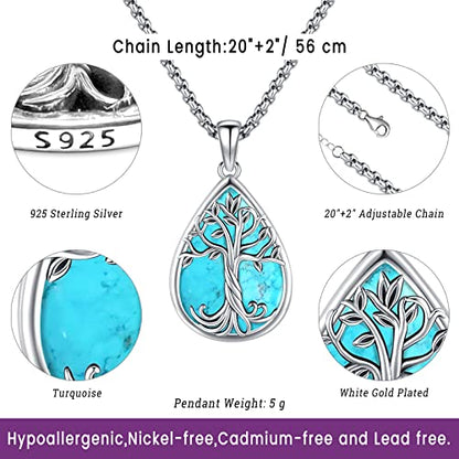 Eusense Tree of Life Necklace for Women Men Sterling Silver 925 Tree Urn Locket Cremation Jewelry Family Tree Pendant Gifts for Her Him Mom Dad Grandma Daughter - style: E-B-Tree of Life Necklace