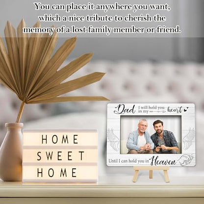 Memorial Gifts Loss of Dad, Sympathy Picture Frame, Remembrance Gifts Wooden Photo Frame with Easel, 4x6 Bereavement Picture Frame for Tabletop Display - G05 - style: Loss of Dad