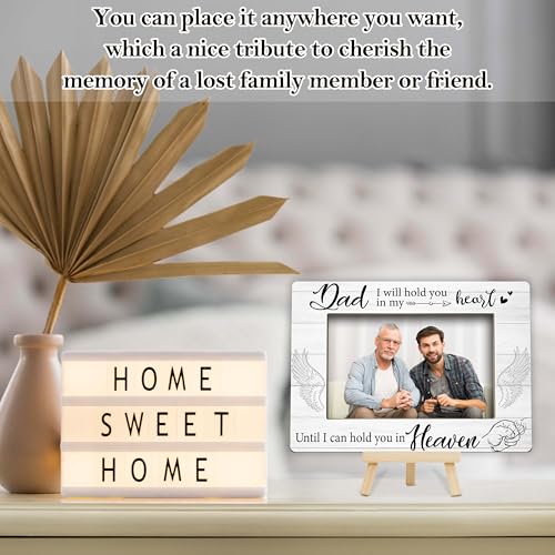 Memorial Gifts Loss of Dad, Sympathy Picture Frame, Remembrance Gifts Wooden Photo Frame with Easel, 4x6 Bereavement Picture Frame for Tabletop Display - G05 - style: Loss of Dad