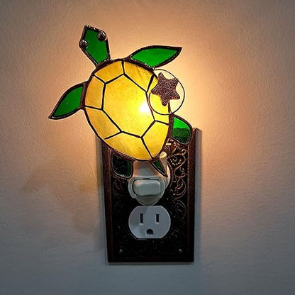 Gift Essentials Sea Turtle Plug-in Night Light - Stained Glass Nightlight | Sea Turtle Stained Glass Plug-in Nightlight with On/Off Rocker Switch. Includes One 4-Watt Replaceable Warm-Glow Bulb. - color: Sea Turtle