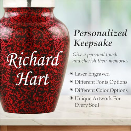 Customized Small Urns for Human Ashes Set of 4, Brown Keepsake Cremation Urns with Personalized Engraving, Guardian Elephant Design, Velvet Pouches & Gift Box