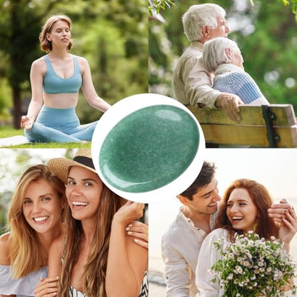 Thumb Worry Stone Green Aventurine Crystal Trinkets Crystals and Healing Stones Oval Natural Fidget Meditation Accessories Gemstones Reiki Pocket Palm Tiny Anxiety Relief Items for Women Men - color: Green-aventurine