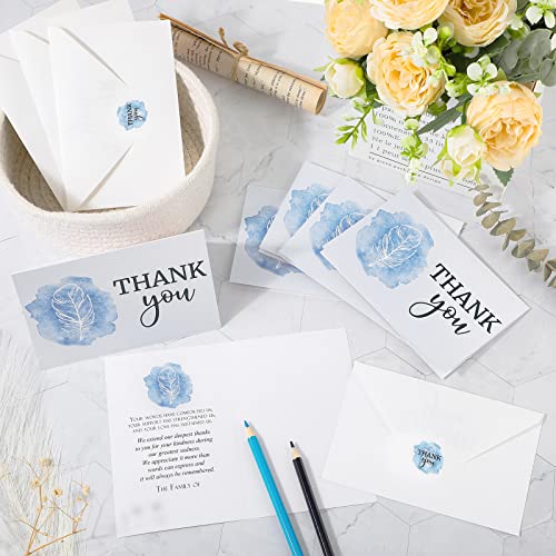 Fumete 50 Set Funeral Thank You Cards, Feather - style: Feather