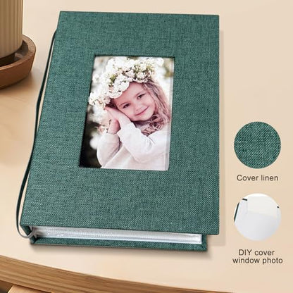 Photo Album 4x6 100 Pockets, Linen Cover Top Loader Vertical, Slip-in Picture Dark Green Pockets Albums for Wedding, Family, Anniversary, Baby, Vacation - color: Dark Greed, size: 100 Pockets