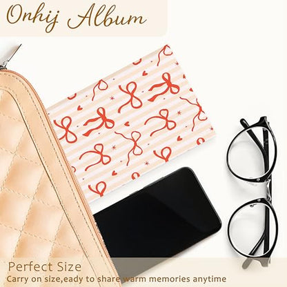 Coquette Red Bow Photo Album 4x6 Hold 36 Photos, Preppy Girly Aesthetic Small Photo Album Picture Memory Book Keepsake for Family Graduation Wedding Anniversary Travel Vacation - color: Red Bow