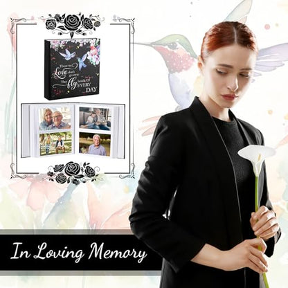 ReliThick Cardinal Funeral Photo Album 4 x 6 Inch 200 Blank Pages Memorial Leather Memory Album Scrapbook for Memorial Service Celebration of Life Decor in Loving Party Supply(Hummingbird) - style: Hummingbird