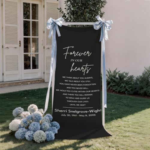 Personalized Forever In Our Hearts Welcome Sign, Funeral Fabric Banner #1 - color: Design 1