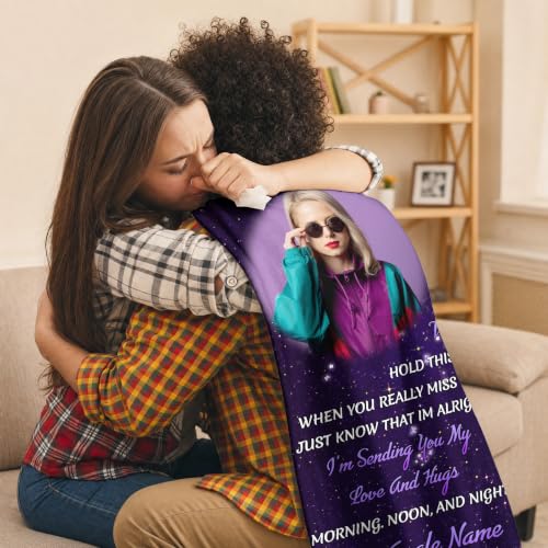 Personalized Memorial Picture Blanket Custom Hug from Heaven Sympathy Gift | HD Printing Flannel Throw Blanket for Grief and Remembrance Loss of Mother Father - color: Design 22
