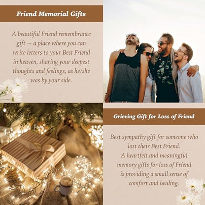 Friend Grieving Gift, Sympathy Condolence Remembrance Memorial Gifts | Letters To My Friend In Heaven Faux Leather Journal Window Cover 200 Pages A5 Lined for Someone Who Loss of Friends - style: Friend