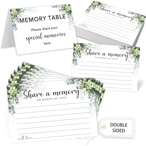 Greenery Share a Memory Cards for Celebration of Life, Graduation, Retirement, Birthdays, Guest Book Ideas, Funeral Sign In Book For Memorial Service, 4x6 Inches Set of 50 Pcs -A01 - color: Greenery, size: Standard Card