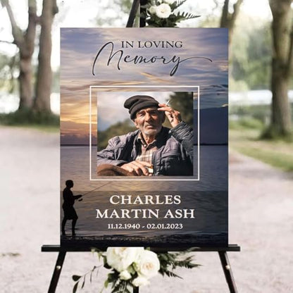 Fishing Memorial Welcome Sign, Celebration of Life Sign - color: Version #21