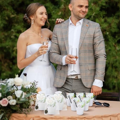 Aneco 48 Sets Let Love Grow Wedding Party Favors Seed Packet for Guests Include Self Adhesive Seed Envelopes Organza Bags Flowerpot Garden Shovel Eucalyptus Leaves for Bridal Guest Gifts(No Seeds) - style: Wedding