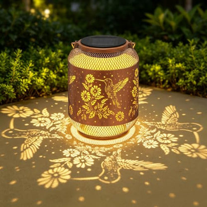 Hummingbird Solar Lantern Outdoor Hanging Solar Garden Light Gift for Women - color: 02-Hummingbird