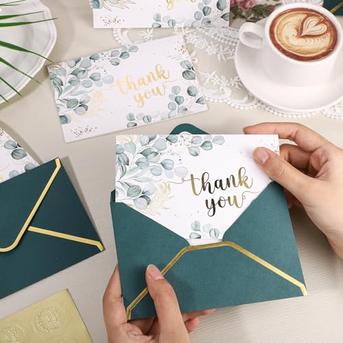 50 Pack Thank You Cards with Envelopes, 4x6 Inch Thank You Cards Bulk - style: Eucalyptus Leaves