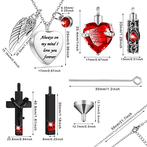 Fumete 5 Pcs Urn Necklaces for Ashes Cremation Jewelry - color: Red