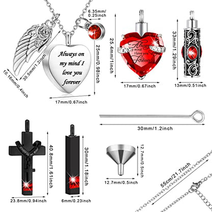 Fumete 5 Pcs Urn Necklaces for Ashes Cremation Jewelry - color: Red