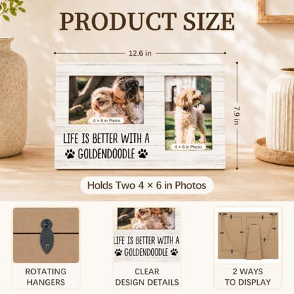 Goldendoodle Gifts Double Picture Frame 4x6, Dog Two Photo Frame - color: color-12