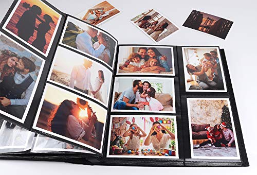 RECUTMS Photo Album 600 Pockets 4x6 Pictures Leather Wedding Albums White | Large Capacity, Horizontal Vertical Pockets, Black Pages, Graduation Family Anniversary Album, Luxury Leather Checked Texture - color: White, size: 600 pockets