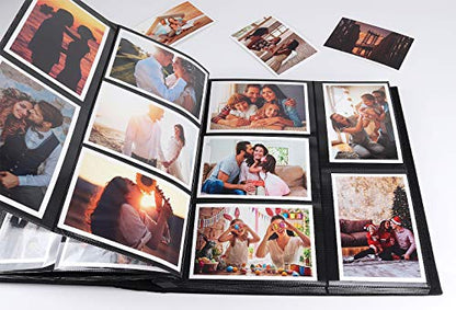 RECUTMS Photo Album 600 Pockets 4x6 Pictures Leather Wedding Albums White | Large Capacity, Horizontal Vertical Pockets, Black Pages, Graduation Family Anniversary Album, Luxury Leather Checked Texture - color: White, size: 600 pockets