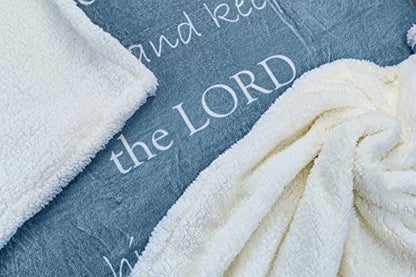 Prayer Blanket, Ultra Soft DoubleLayer Scripture 50x65 Bluish Gray Blanket | Christian , 100% microfiberpolyester , promote healing in illness, depression , gift for women and men - color: Bluish Gray, size: Numbers 6:24-26