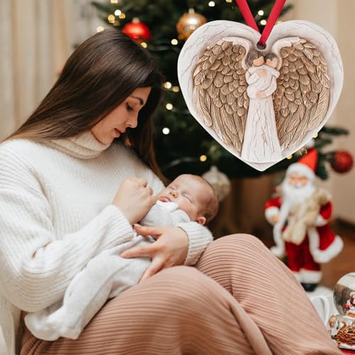3D Angel Wings Figurines Memorial Ornament for Christmas Tree - Baby Baptism Gifts for Woman New Mother Grandmother - Miscarriage Gifts Remembrance Expression of Healing Love - style: Angel & Baby