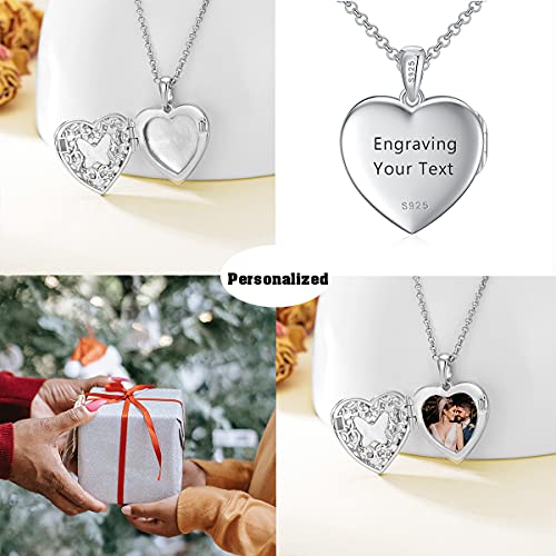 Dorunmo Personalized Locket Necklace 925 Sterling Silver that Holds Pictures Butterfly Birthstone Photo Heart Locket Custom Jewelry Congratulations New Beginnings New Job Gifts for Women - color: Butterfly Blue, style: Personalized Photo + Text