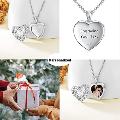 Dorunmo Personalized Locket Necklace 925 Sterling Silver that Holds Pictures Butterfly Birthstone Photo Heart Locket Custom Jewelry Congratulations New Beginnings New Job Gifts for Women - color: Butterfly Blue, style: Personalized Photo + Text