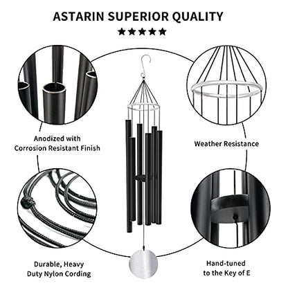 ASTARIN Wind Chimes Outdoor Large Deep Tone - size: 36“ Black