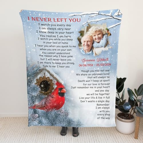 Personalized Memorial Blankets with Photos, in Memory of Loved One Gifts, Sympathy Bereavement Cardinal Blanket for Loss of Mom Dad Grandma Husband Son Daughter - color: New Arrivals-3