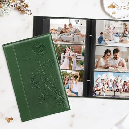 Artmag Photo Album 4x6 300 Photos, Extra Large Capacity Leather Cover Wedding Family Photo Albums Holds 300 Horizontal 4x6 Photos(Dark Green) - color: Dark Green, size: 300 Pockets