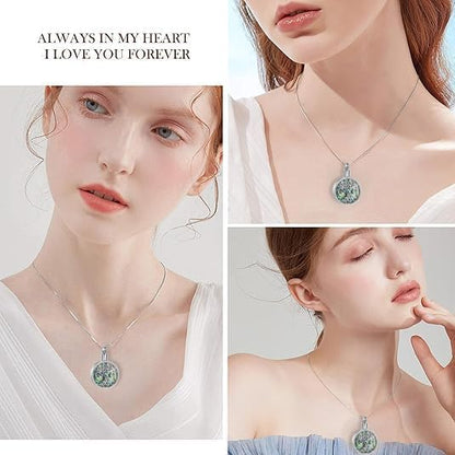 Hearbeingt Teardrop Urn Necklaces for Ashes Tree of Life Memorial Locket - color: Abalone Shell