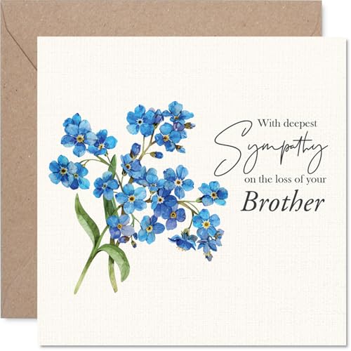 Stuff4 Sympathy Card, Deep Sympathy Loss of Your Brother | Bereavement Card for Sister Brother, 5.7 x 5.7 Inch Bro Sibling Mournful Greeting Cards - color: Brother
