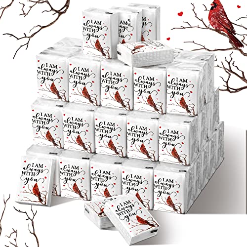 Sinmoe 50 Pcs Funeral Pocket Tissues Travel Size Memorial Favors | 3 Ply Cardinal Facial Tissue, Celebration of Life Gift, Funeral Guest Supplies, Family Relatives Friend, Memorial Service Use