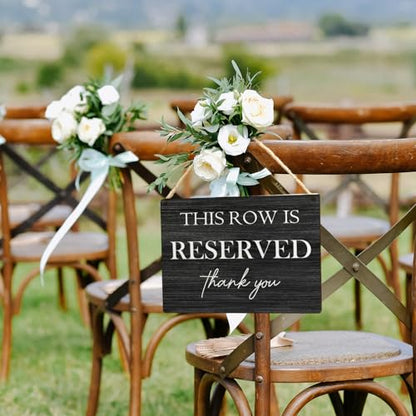 Ryeolo Wedding Reserved Signs, Wooden Hanging Signs, 10.2x7.8 Inches (Black) - color: Black