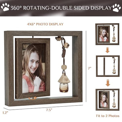 Pet Memorial Photo Frame 4x6, Loss of Cat Dog Sympathy Gifts for Friend Condolence Keepsake with Pet Hair/Ashes Remembrance Glass Bottle & Gift Box