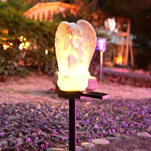 Guardian Angel Garden Decor Solar Light Outdoor Yard Statues Outside Statue - color: White Angel