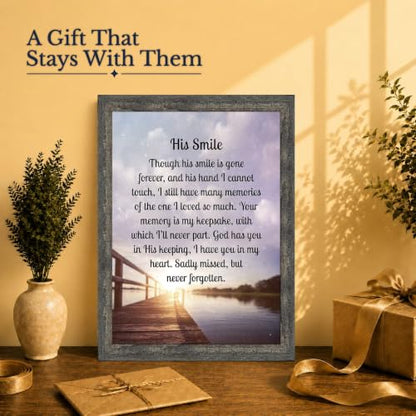 Memorial Gifts for Loss of Husband, Sympathy Gift, His Smile In Memory of Loved One, Picture Frames for Sympathy Gift Baskets, Bereavement Gifts for Loss of Father, Loss of Son Condolence Gift, 2182BW | Sympathy Gifts for Loss of Loved One, Memorial Gifts