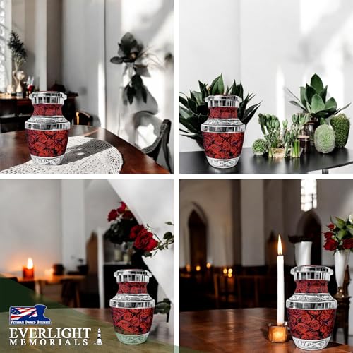 Red Roses Small Keepsake Urn for Ashes - color: Red Roses, size: Small